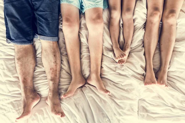 Family Chilling Bed — Stock Photo, Image