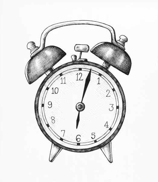 Reloj Despertador Dibujado Mano Ilustración — Foto de Stock