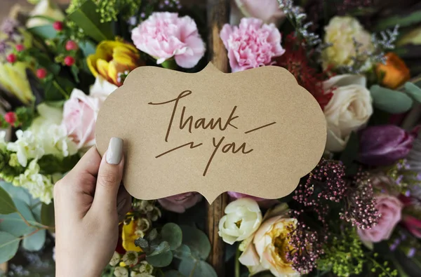 Obrigado Cartão Com Flores — Fotografia de Stock