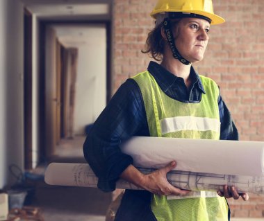 Bir plan üzerinde çalışıyor mimarisi