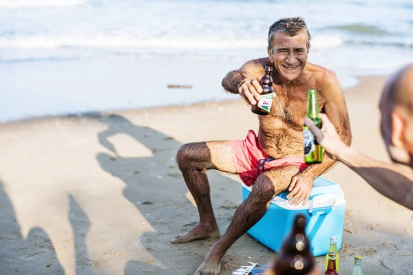 Senior Friends Hanging Out Beach Royalty Free Stock Photos