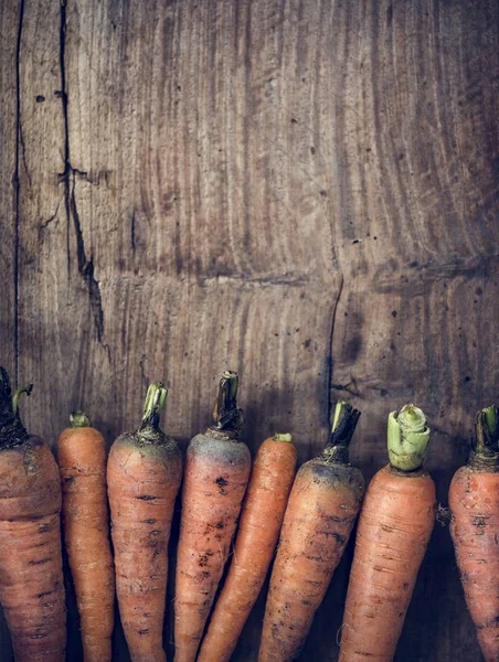Вид Воздуха Морковь Деревянном Фоне — стоковое фото