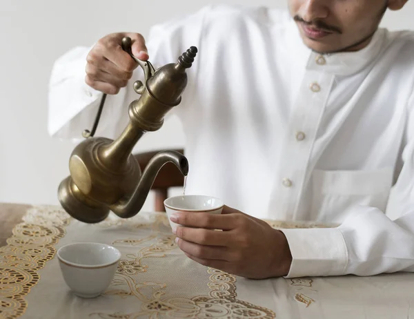 Muslim Man Having Cup Tea — Stock Photo, Image