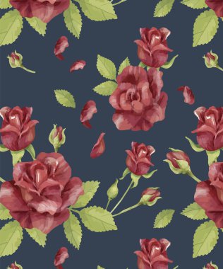 Elle çizilmiş gül çiçek deseni