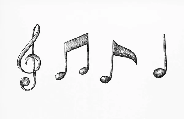 Ilustración Notas Musicales Dibujadas Mano —  Fotos de Stock