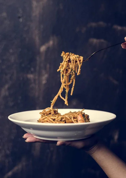 Koncepcja Włoskiej Żywności Spaghetti — Zdjęcie stockowe
