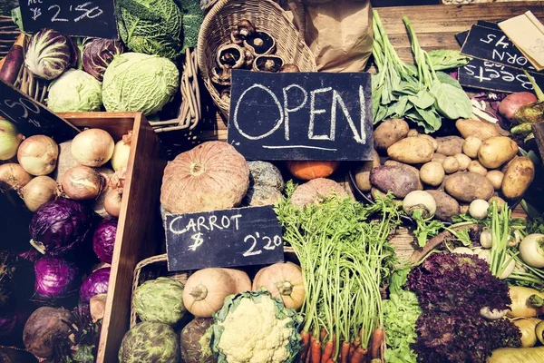 Varios Tipos Verduras Orgánicas Frescas Mercado — Foto de Stock