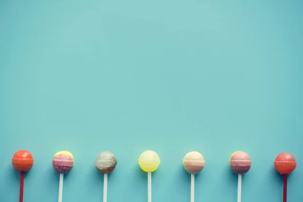 Flat Lay Lollipops Isolated — Stock Photo, Image