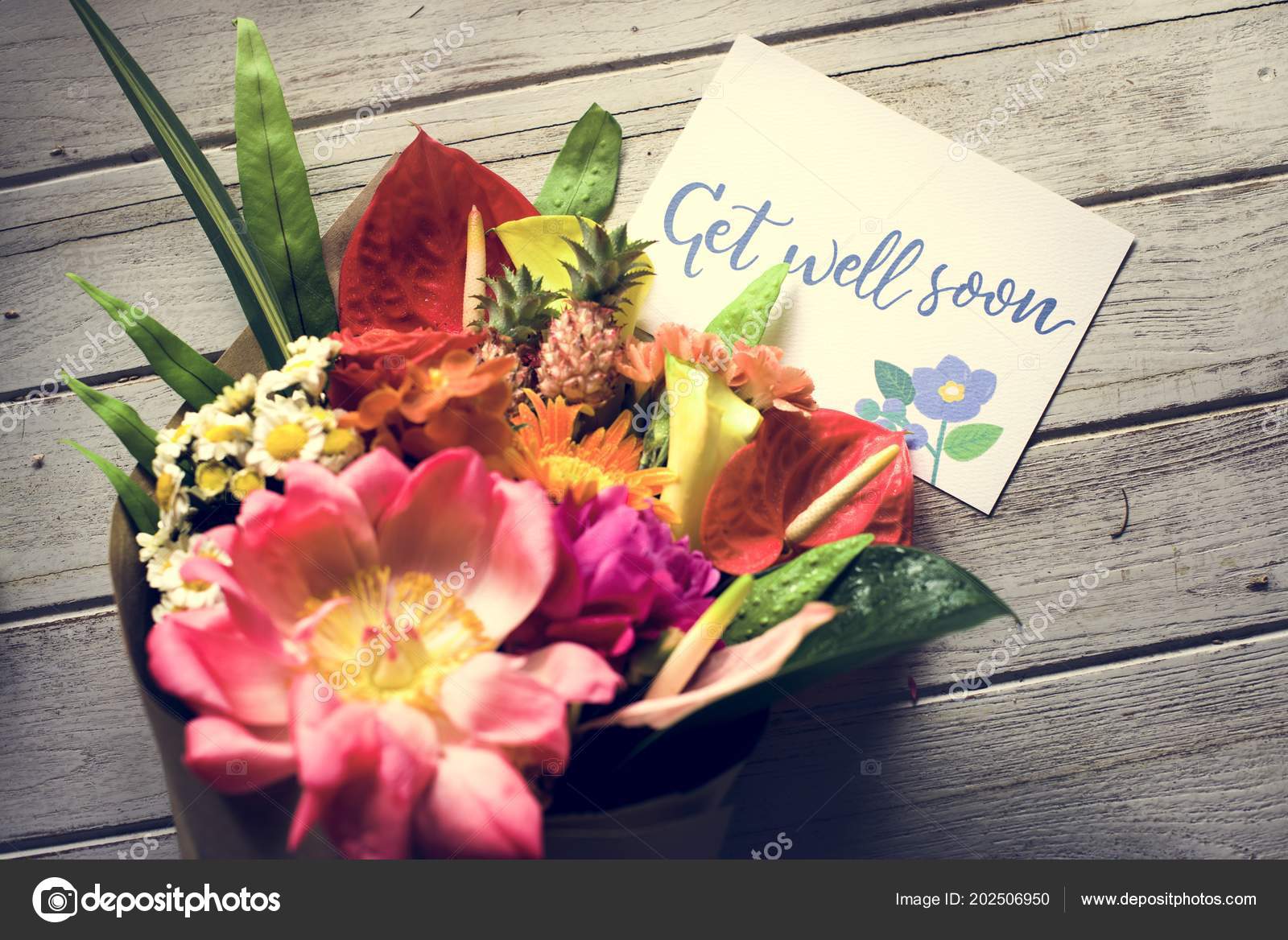 Get Well Soon Message Flowers Bouquet 