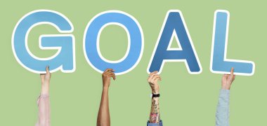 Kelime hedef holding çeşitli eller