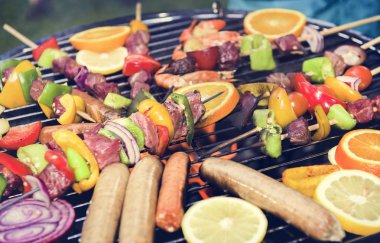 Charcoals ızgarada pişirme Barbekü closeup