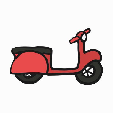 Beyaz zemin üzerine kırmızı scooter illüstrasyon