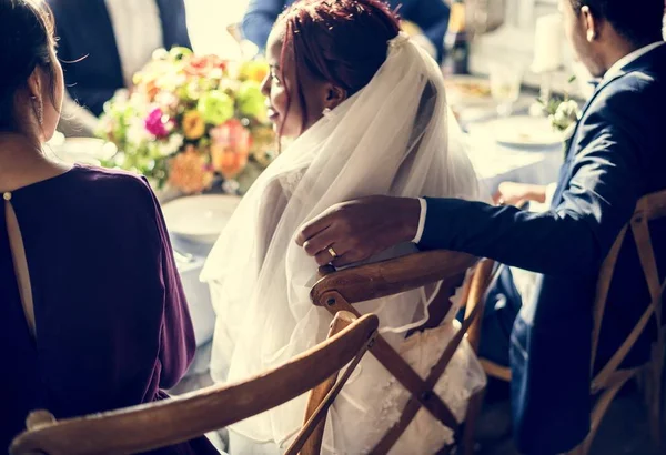 Groom Hand Bride Chair Wedding — Stock Photo, Image