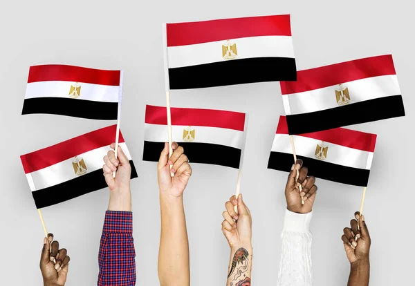 Handen Zwaaien Vlag Van Egypte — Stockfoto