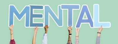 Kelime zihinsel holding çeşitli eller