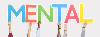 Kelime zihinsel holding çeşitli eller