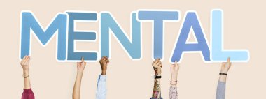 Kelime zihinsel holding çeşitli eller