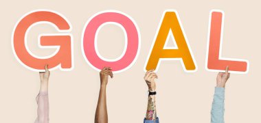 Kelime hedef holding çeşitli eller