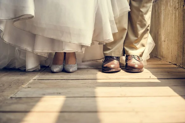 Schoenen Van Brug Bruidegom Huwelijksdag — Stockfoto