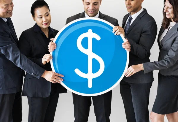 Business People Holding Dollar Icon — Stock Photo, Image