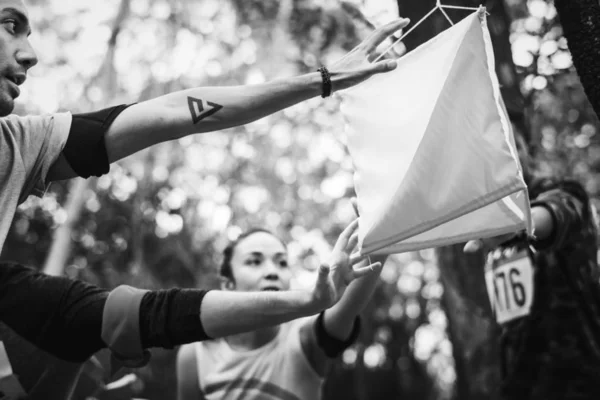 Outdoor Orienteering Check Point Activity — Stock Photo, Image