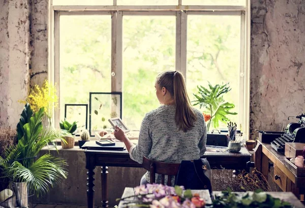 Flower Shop Business Owner Working Service — Stock Photo, Image