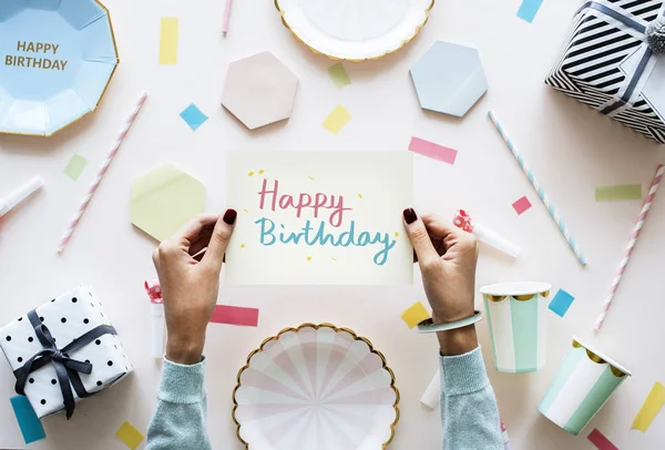 Happy Birthday Karte Einer Geburtstagsparty — Stockfoto