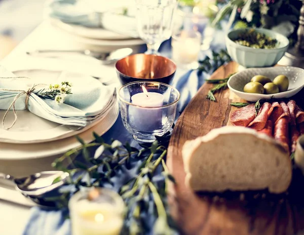 Ajuste Mesa Recepción Boda Con Comida — Foto de Stock