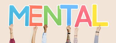 Kelime zihinsel holding çeşitli eller