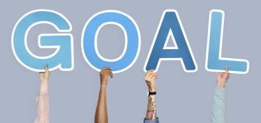 Kelime hedef holding çeşitli eller