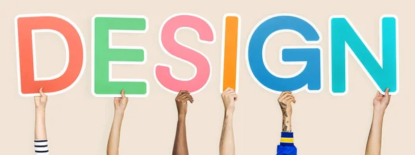 Mani Diverse Che Tengono Parola Design — Foto Stock