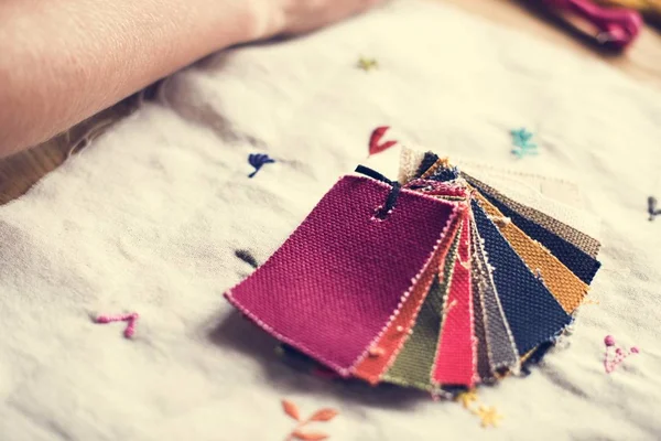 Closeup Colorful Fabric Samples — Stock Photo, Image