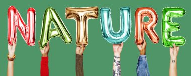 Balonlar kelime gösteren eller