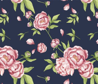 El çizimi pembe şakayık deseni