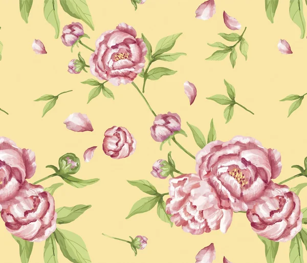 El çizimi pembe şakayık deseni