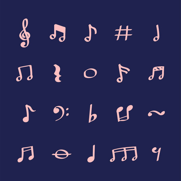 Illustration set of music note icons