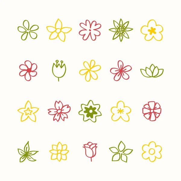 Illustration Set Von Blumen Ikonen — Stockfoto