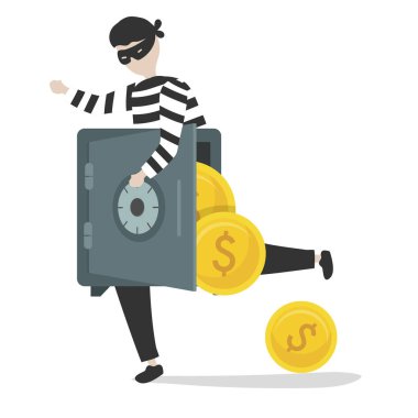 Bir hırsız karakter çizimi