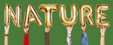 Balonlar kelime gösteren eller