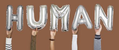 Balonlar kelime gösteren eller