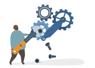 Bir dişli sabitleme bir karakter çizimi