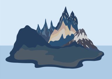 Yatay boyut dağ görünüm boyalı