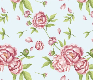 El çizimi pembe şakayık deseni