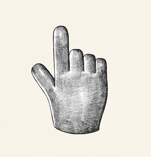 Handgetekende Hand Cursor Afbeelding — Stockfoto