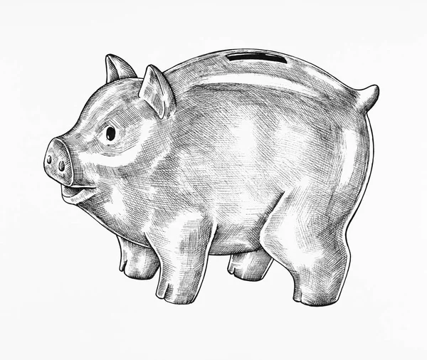 Handgezeichnete Graue Sparschwein Illustration — Stockfoto