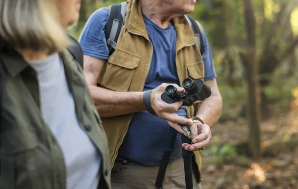 Bir Ormanda Yürüyüş Yaşlılar — Stok fotoğraf