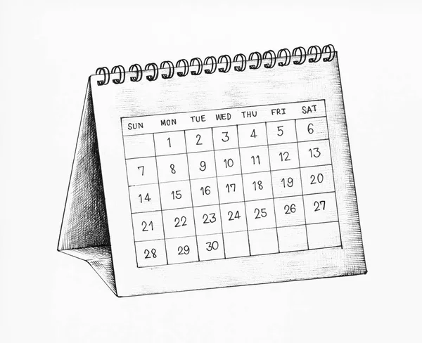 Ilustracja Kalendarz Biurko Rysowane Ręcznie — Zdjęcie stockowe