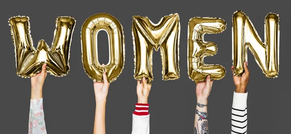 Hände Zeigen Frauen Luftballons — Stockfoto