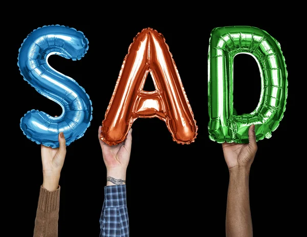 Hands Showing Sad Balloons Word — Stock Photo, Image