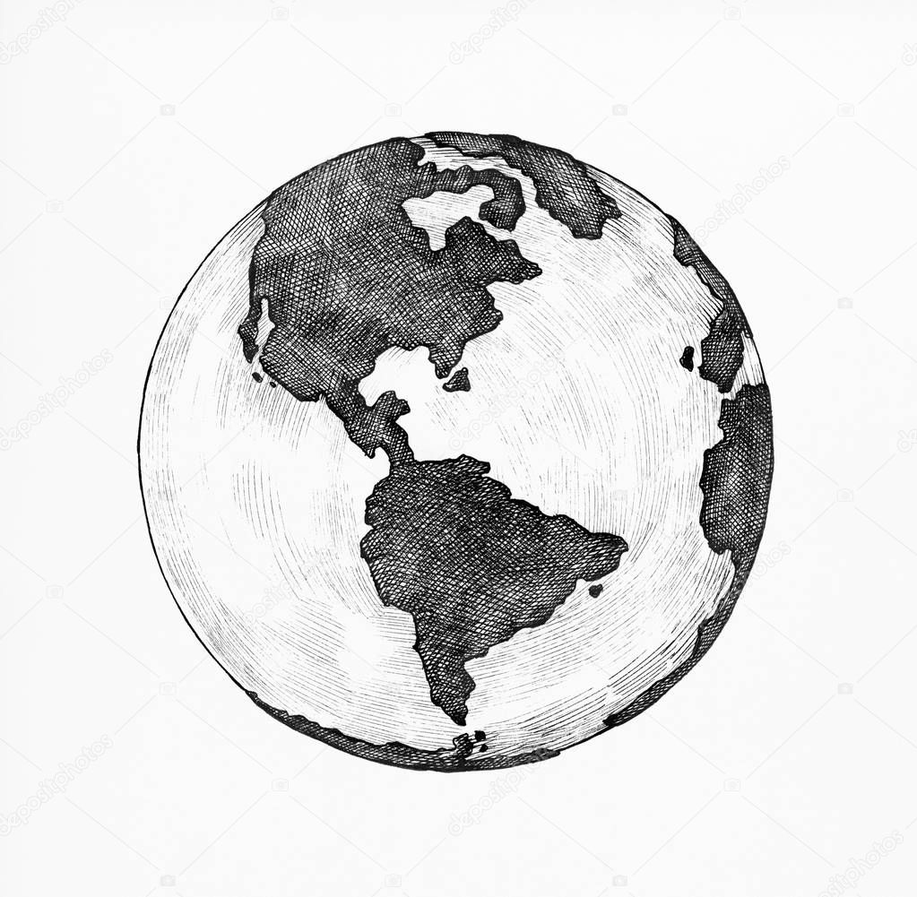 Hand-drawn globe illustration